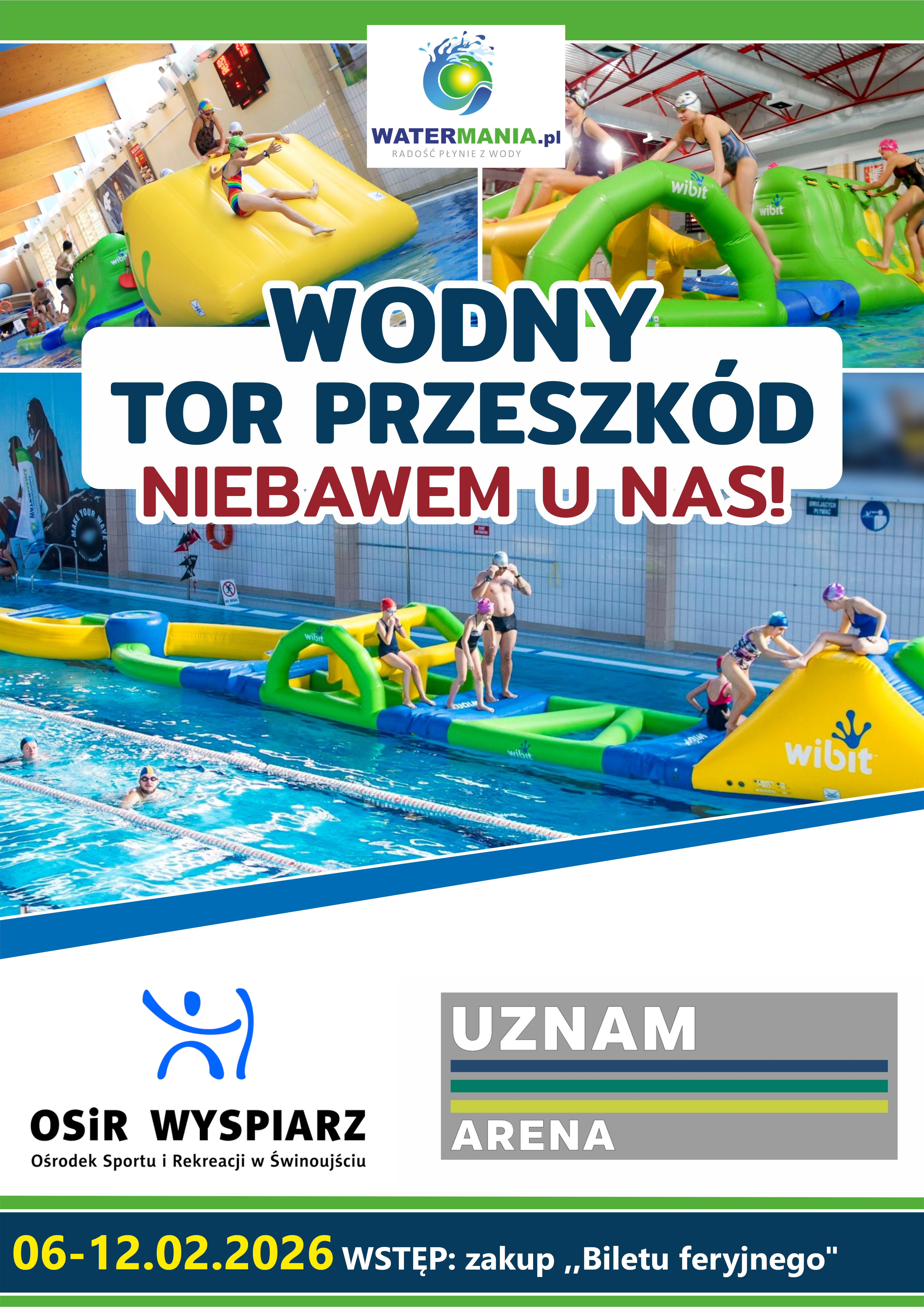 Wodny tor przeszkód na ferie w Uznam Arenie. Będzie aktywnie i rodzinnie