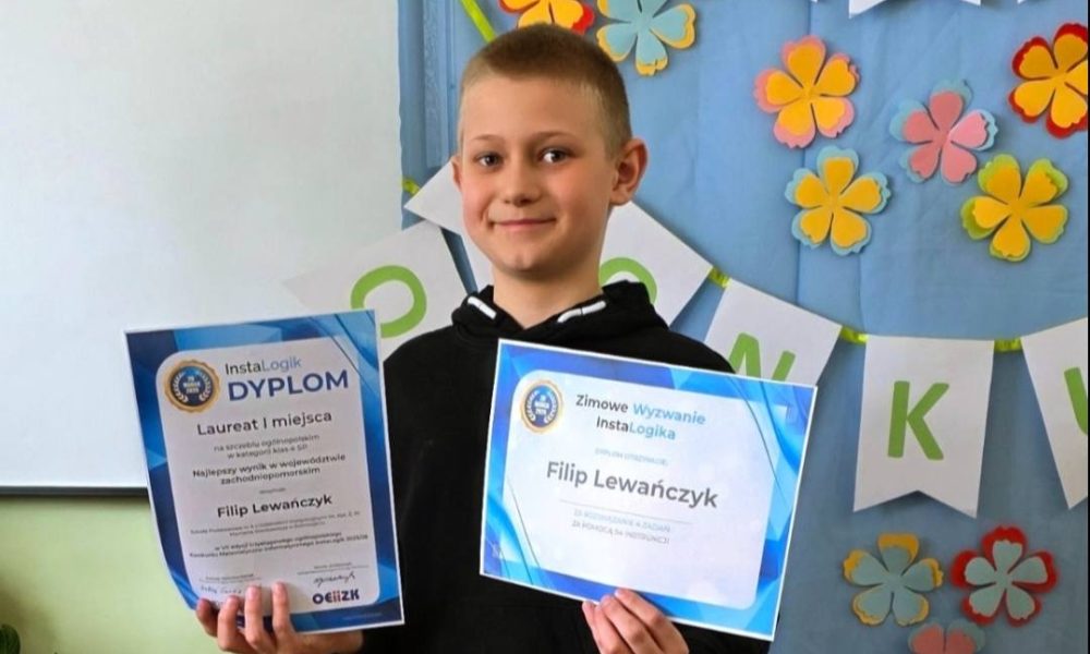 Młody talent ze Świnoujścia. Filip Lewańczyk laureatem ogólnopolskiego konkursu InstaLogik