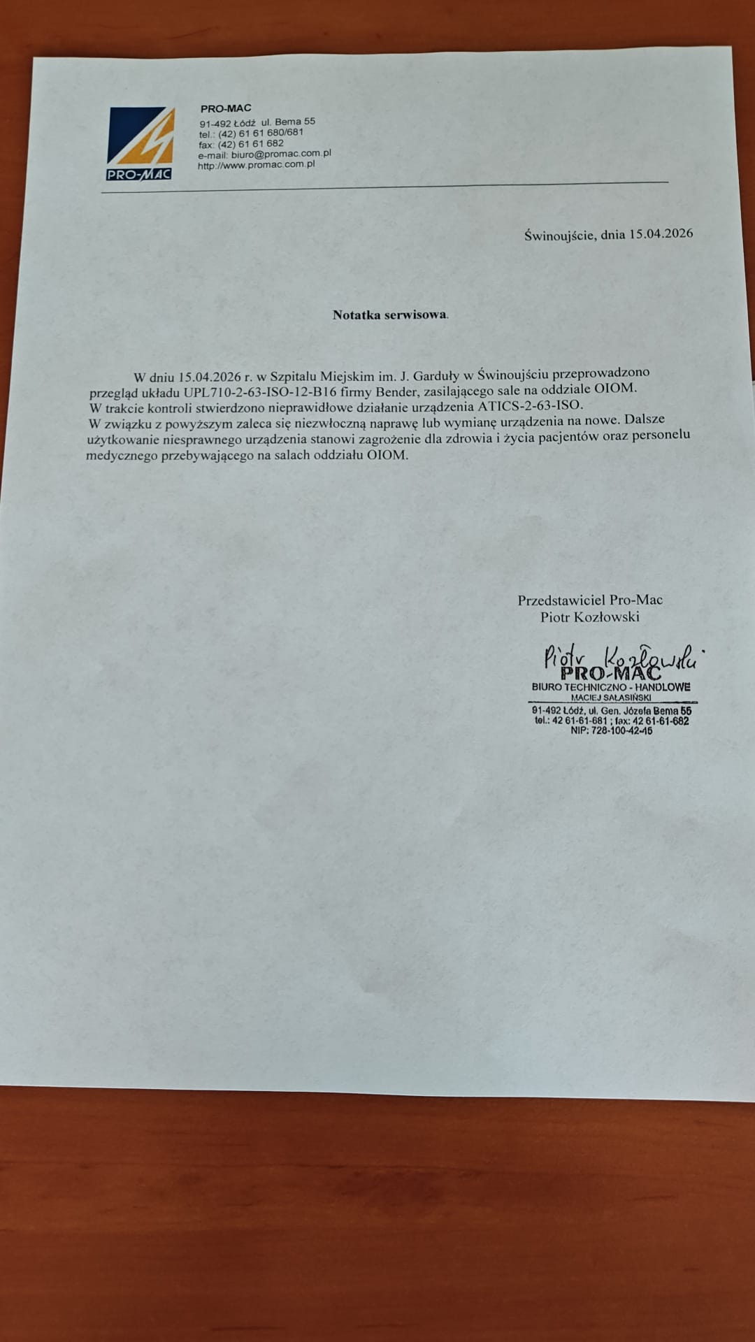 Na OIOM-ie zawiódł sprzęt