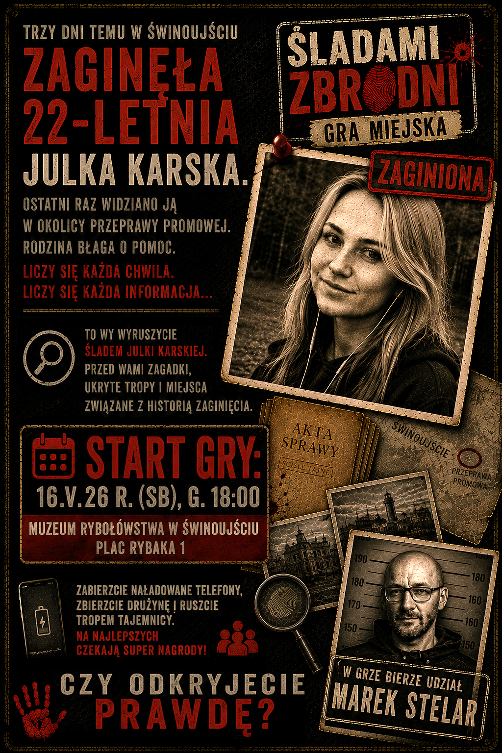 Kryminalna Noc Muzeów w Świnoujściu. Mieszkańcy na tropie zaginionej dziewczyny